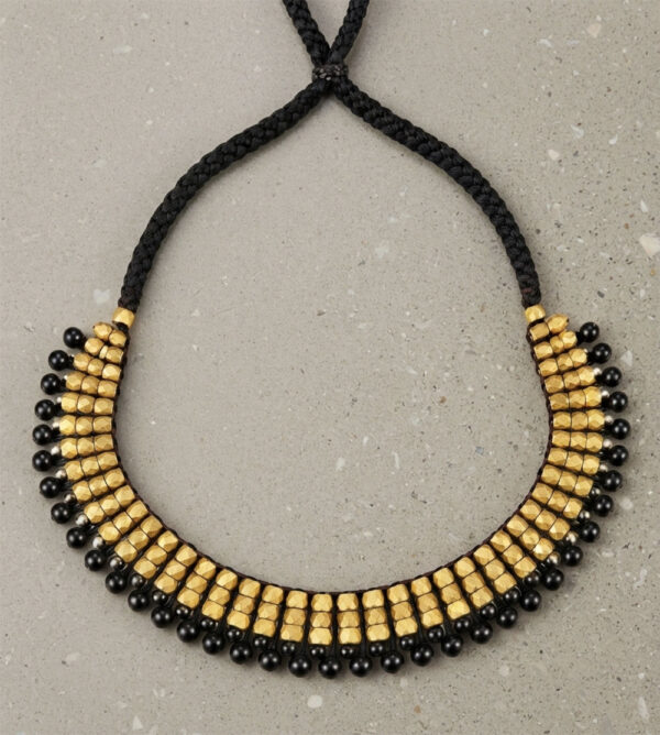 Black and Brass Bronze Beads Dhokra Necklace