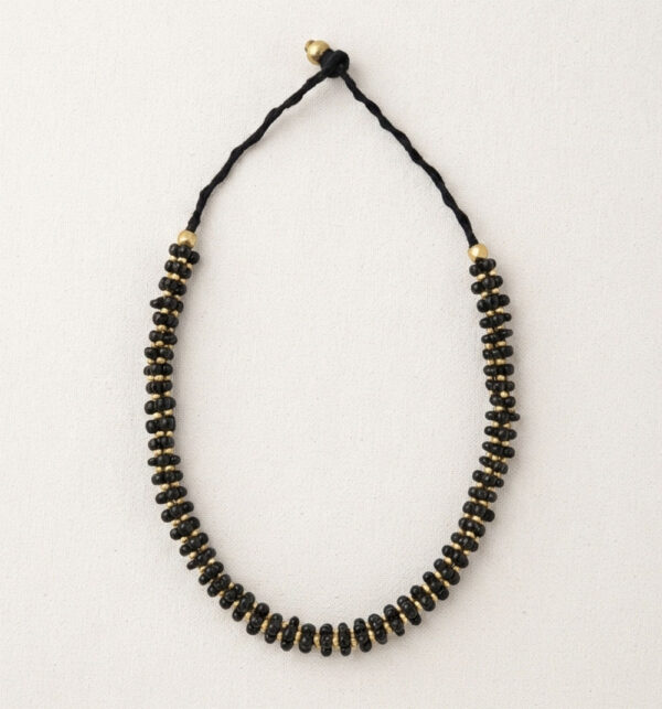 Dhokra Crafted Black and Golden Colour Beads Necklace