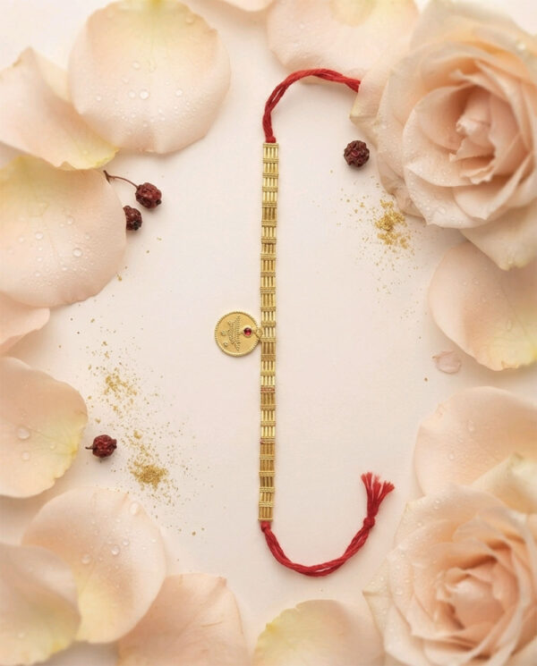 Gold Toned Traditional Metal Centerpiece with Tiny Red Accent