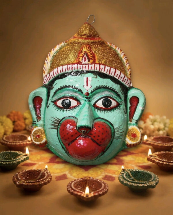 Handcrafted Sky Color Hanuman Paper Mache Mask