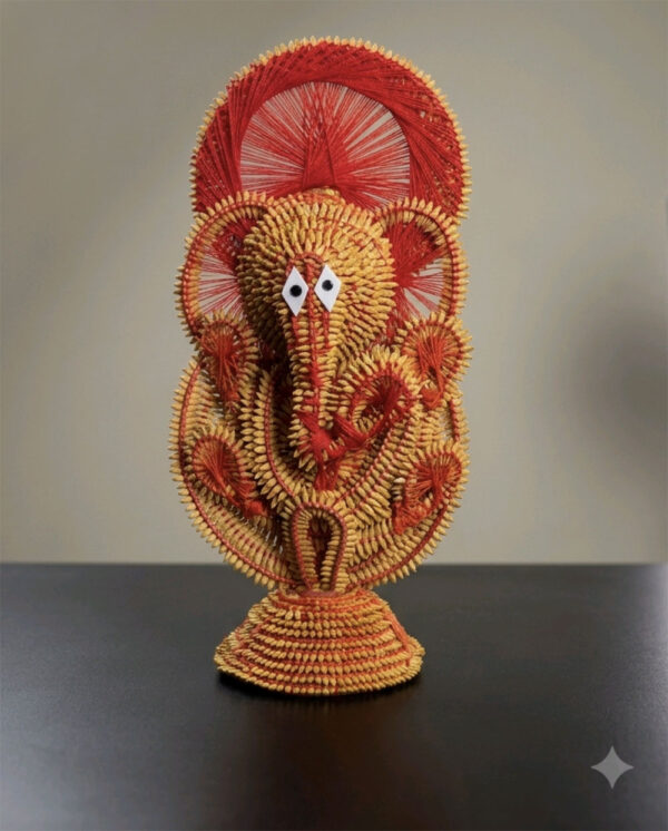 Handwoven Paddy Lord Ganesh in Red Colour