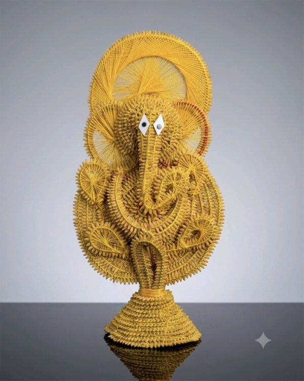 Handwoven Paddy Lord Ganesh in Yellow Colour