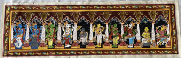 Lord Vishnu's Dashavatar Pattachitra Painting on Tussar Silk Cloth