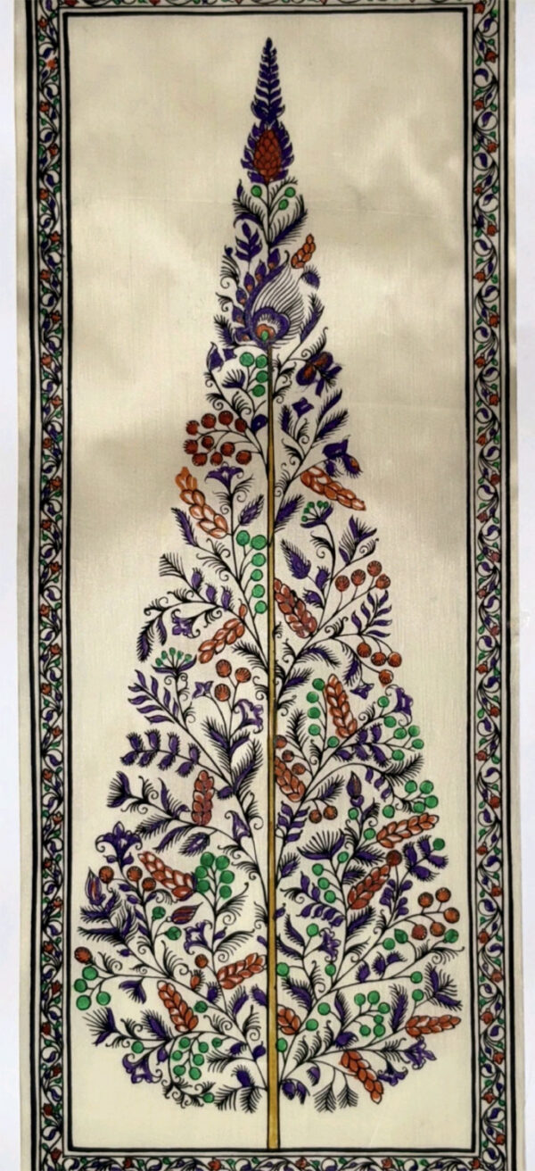 Tree of Life Kalpavriksha Pattachitra Painting of Odisha on Tussar Silk Cloth