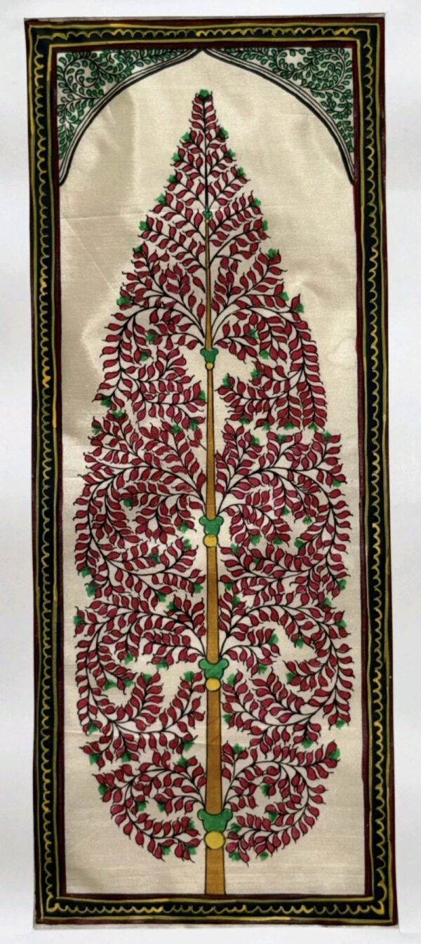 Tree of Life Kalpavriksha Pattachitra Painting on Tussar Silk Cloth
