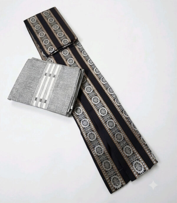 Black and Grey Cotton Handloom Sambalpuri Dress Material