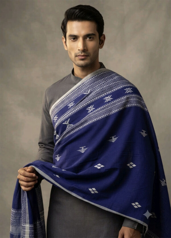 Blue Handwoven Kotpad Cotton Dupatta
