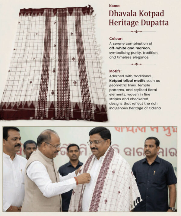 Dhavala Kotpad Heritage Cotton Dupatta
