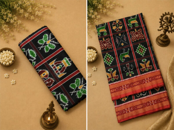 Exclusive Odisha Ikat Pure Silk Black Colour Nabakothi Saree