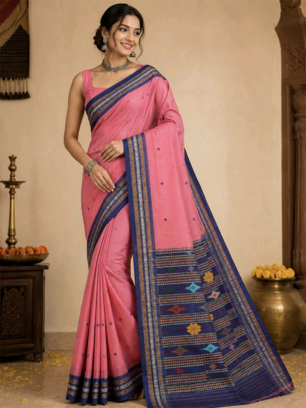 Gulabi Neel Kalinga Dhalapathar Saree