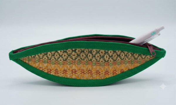 Handwoven Sabai Grass Green Pencil Pouch