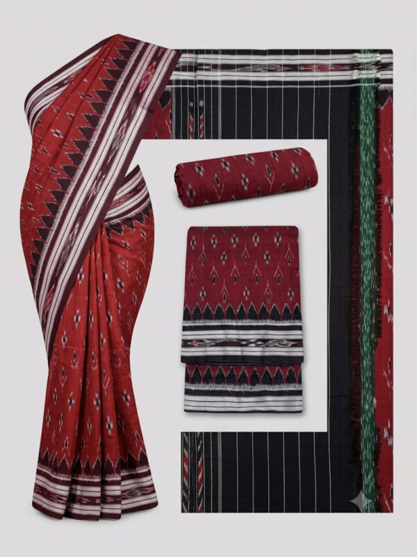 Raktavalli Odisha Ikat Sambalpuri Cotton Saree