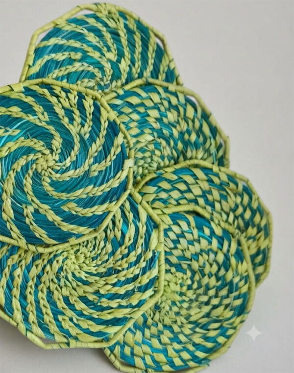 Sabai Grass Lime Green and Teal Blue Coaster