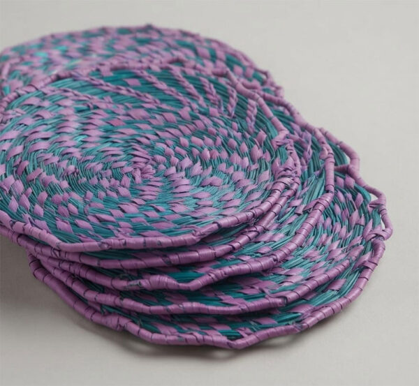 Sabai Grass Purple and Teal Coaster