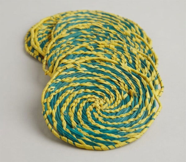 Sabai Grass Yellow and Teal Coaster