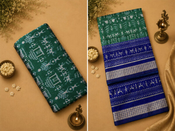 Sambalpuri Patli Patto Saree with Dual Coloured Combination