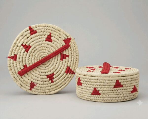 Serveware with Red Poshapali Bandha Inspired Motifs
