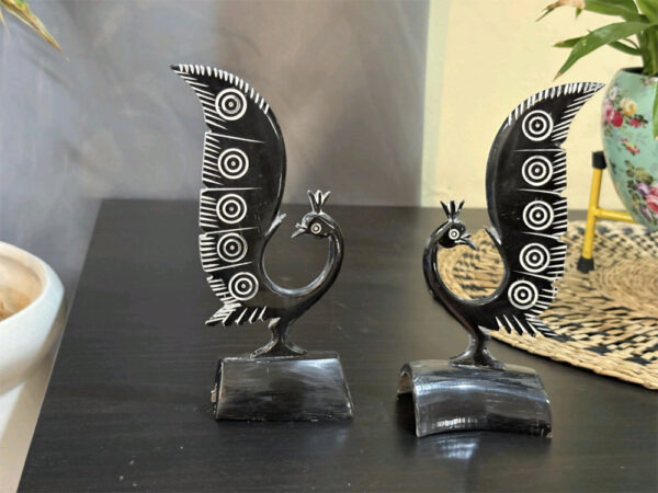 Pair of Small Half-Feather Peacocks